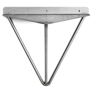 Prism shelf brackets, raw steel, front view