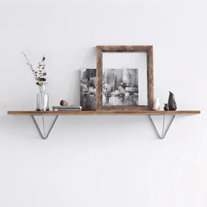 Prism shelf brackets, raw steel, installed shelf
