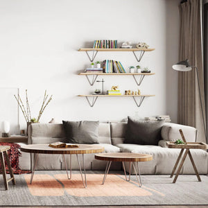Prism shelf brackets, raw steel, shelf display