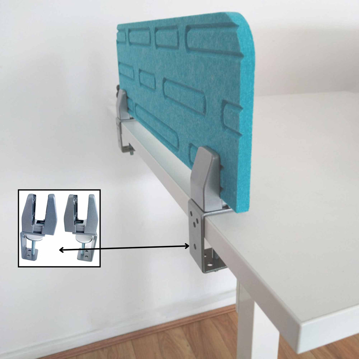 Privacy Screen Brackets - Showing the Privacy Screen attached to the Clamp Mount Bracket