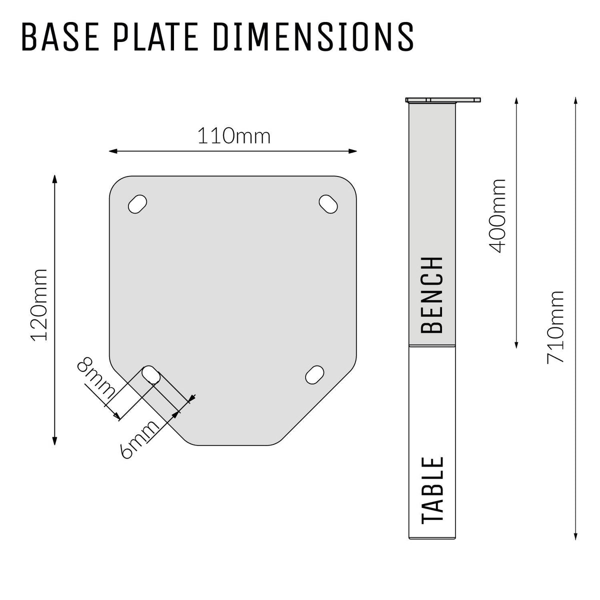 Rectangular Desk Legs - 71cm Table Dimensions