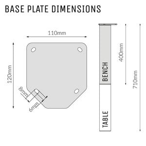 Rectangular Desk Legs - 71cm Table Dimensions