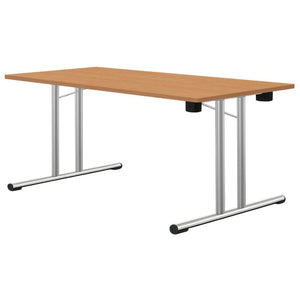 Rectangular folding leg table with beech top and chrome frame