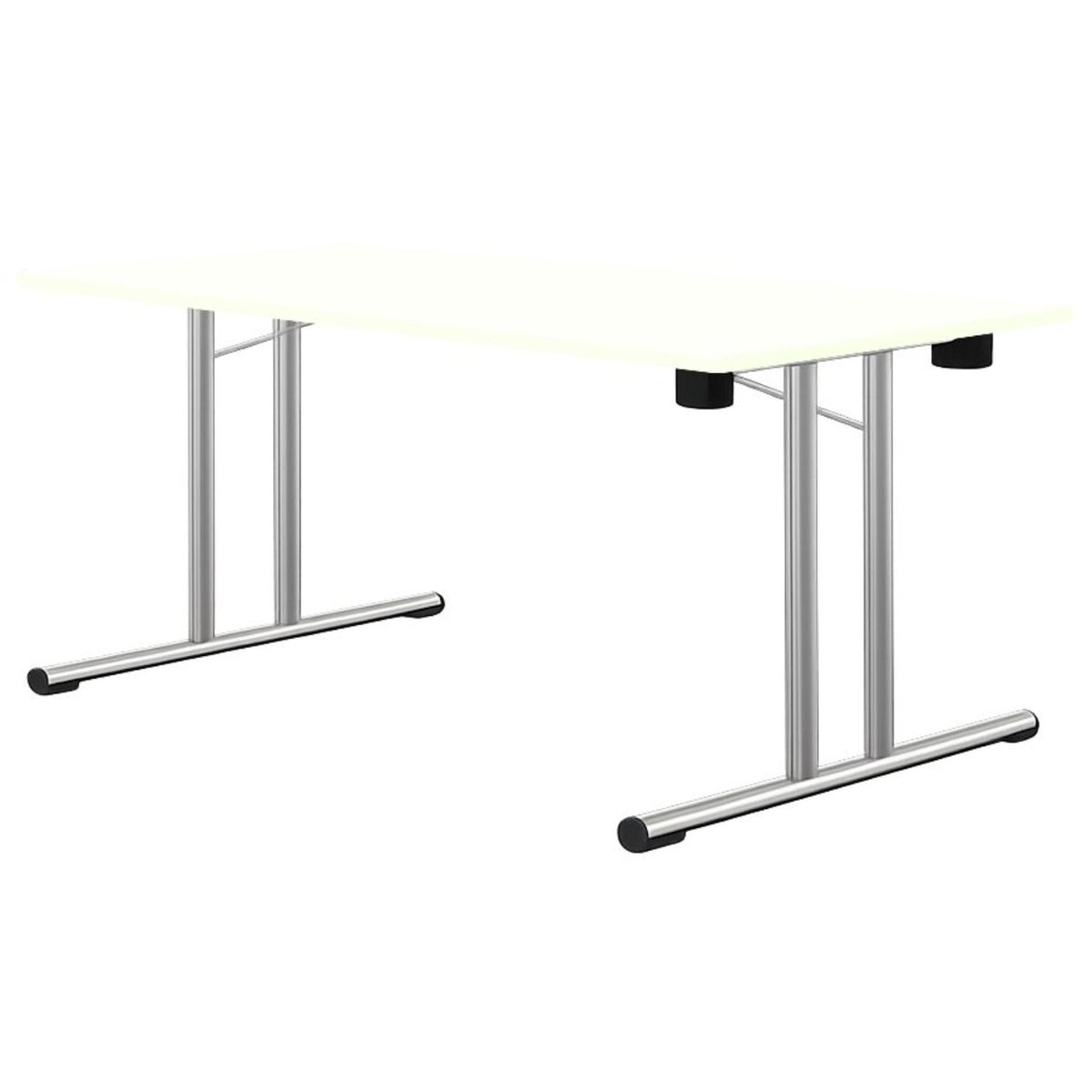 Rectangular folding leg table with white top and chrome folding legs