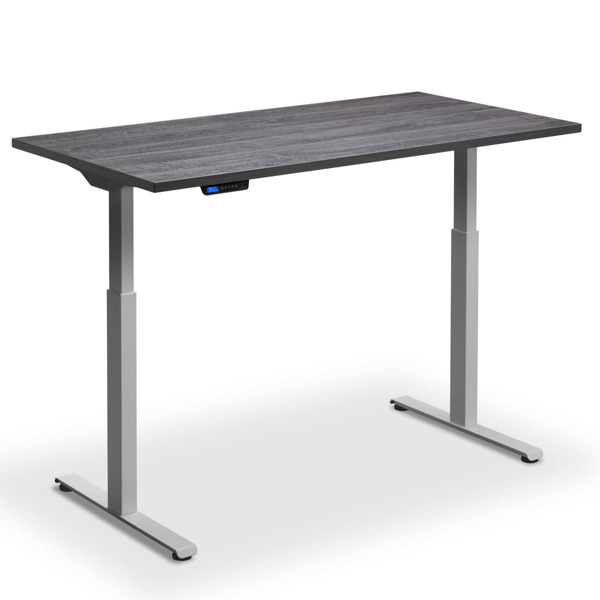Rise and Fall Desk - Rize1 - Silver Frame - Anthracite Sherman Oak Top - Studio Image