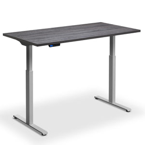 Rise and Fall Desk - Rize1 - Silver Frame - Anthracite Sherman Oak Top - Studio Image