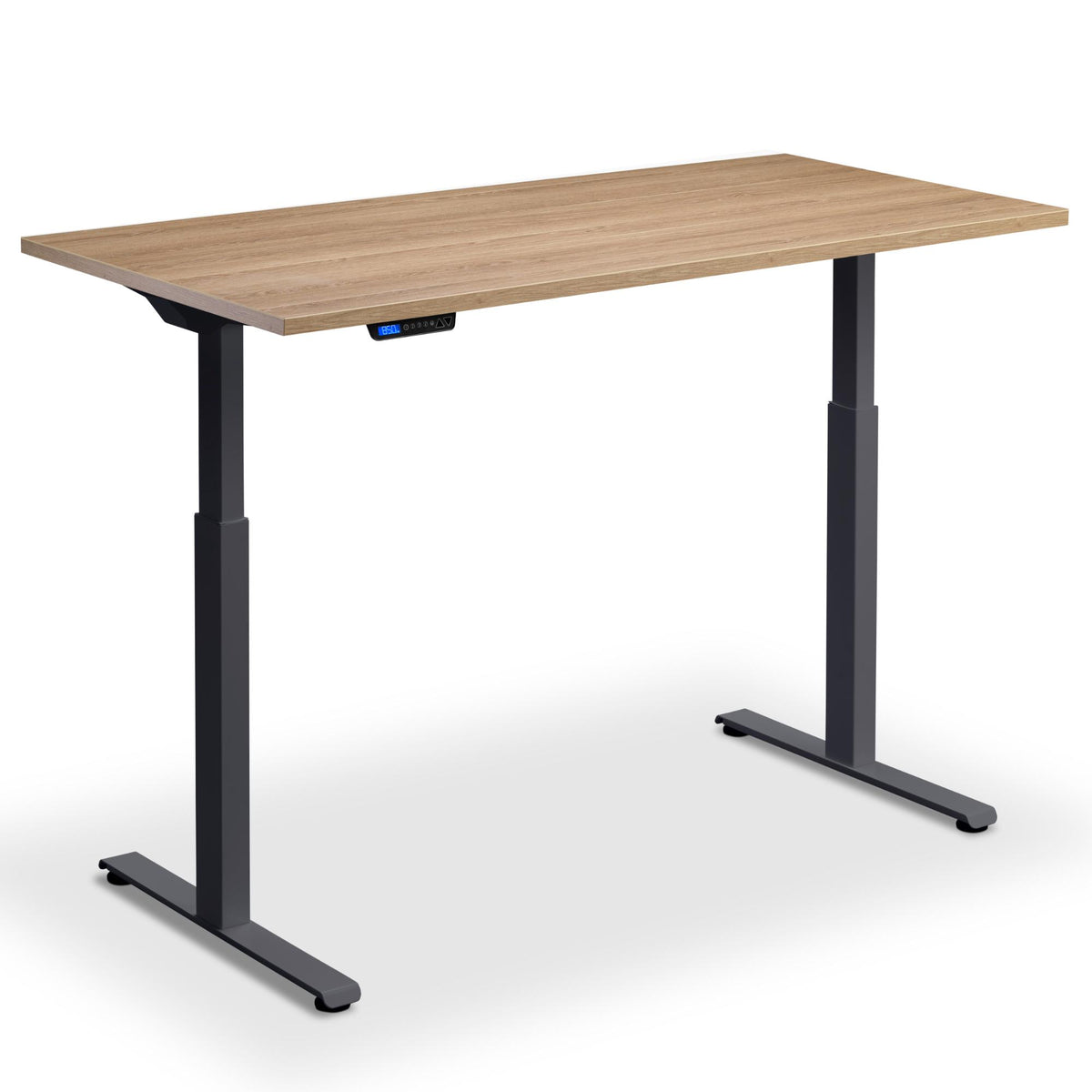 Rising and Falling Desk - Rize1 - Anthracite Frame - Brown Oak Top - Studio Image