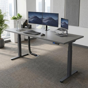 200cm sit stand desk in an office viewed from front