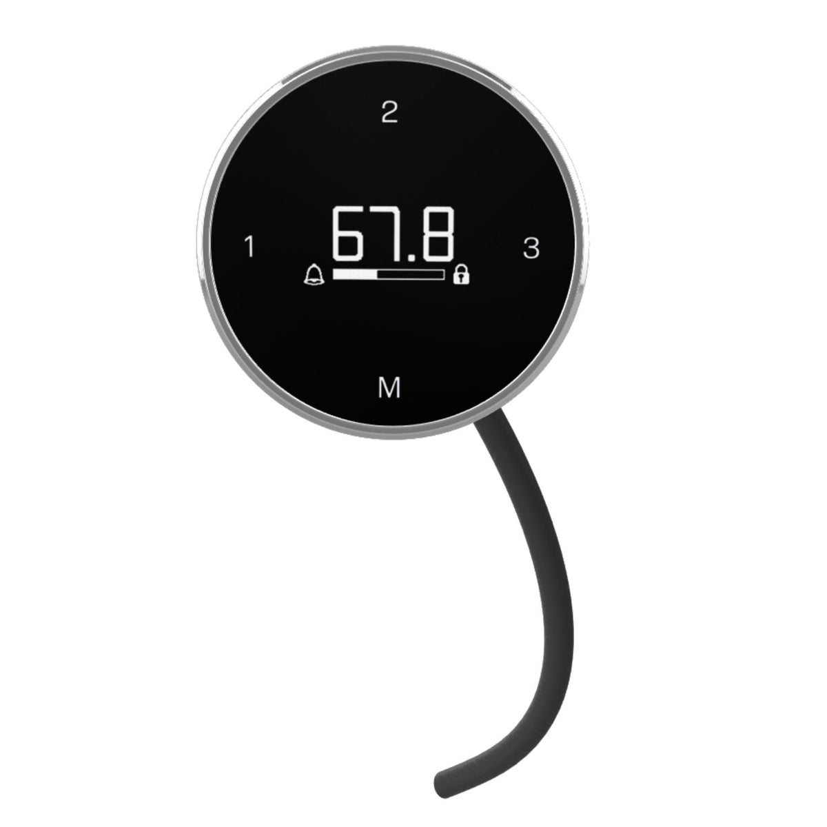 Rotating handset for standing desk front view with OLED display and memory positions