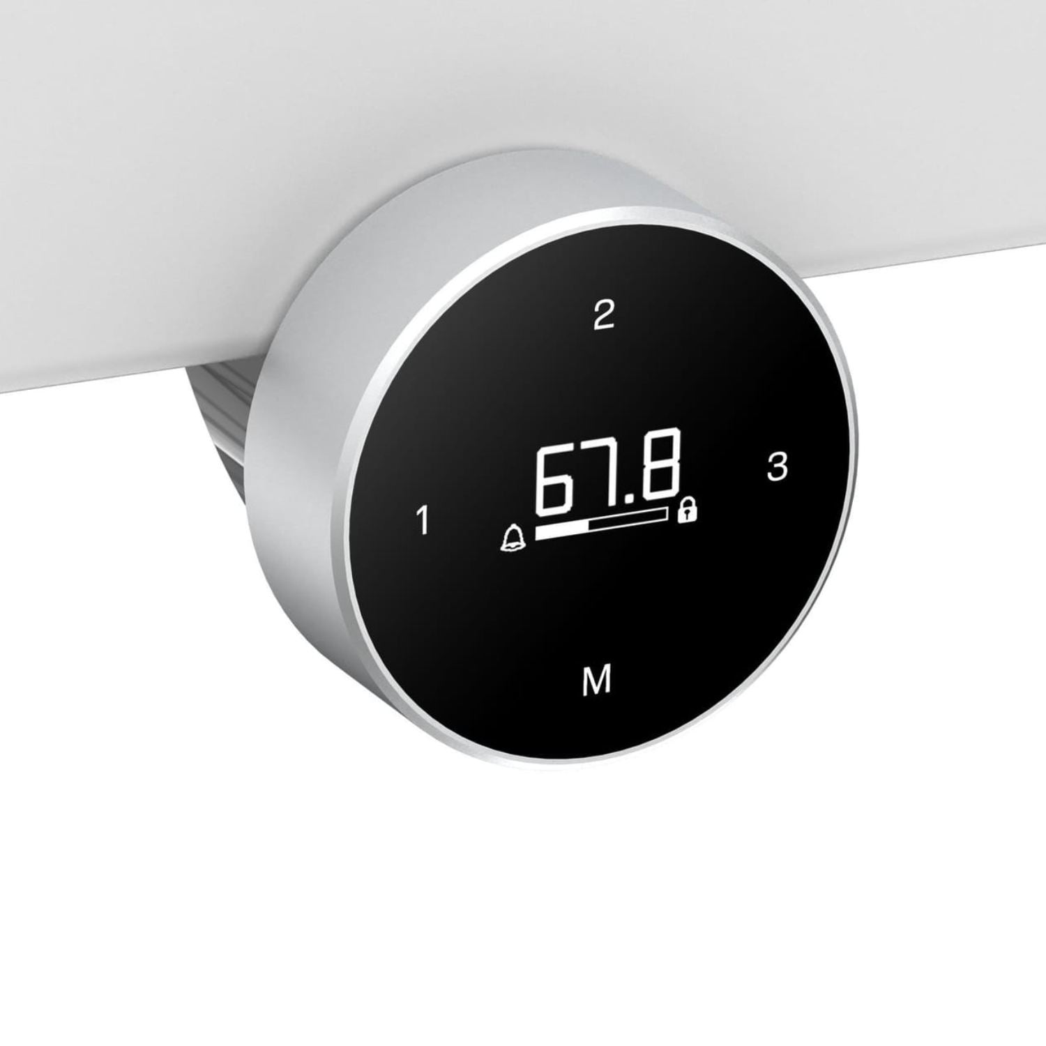 Rotating handset for standing desk installed under a desk top