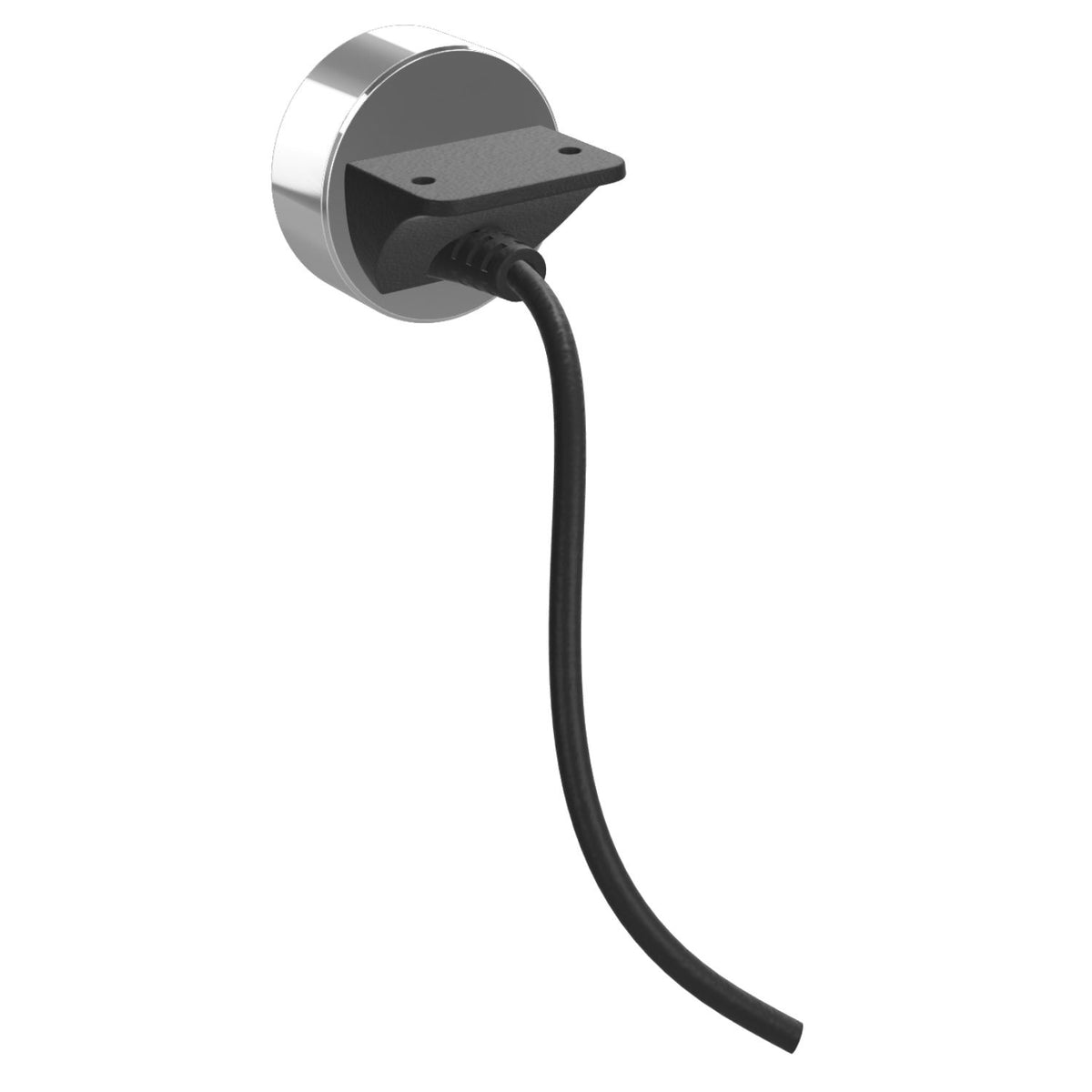 Rotating handset for standing desk rear view showing mounting bracket and cable