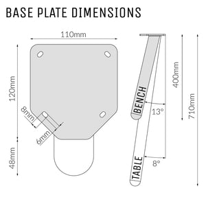 Round Desk Legs - 71cm Table Dimensions