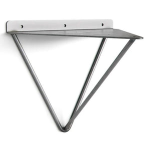 Shelf prism brackets, raw steel, side view