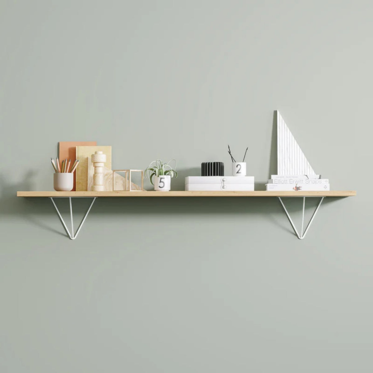 Shelf prism brackets, white, shelf styling