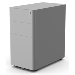 Silver Moda L under desk pedestal with three drawers and lock