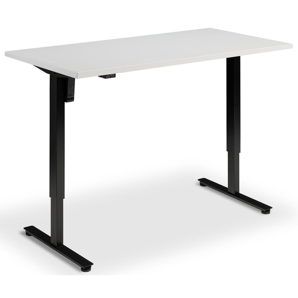 Single Motor Electric Desk - Rize Mono - Black Frame - Light Grey Top - Studio Image