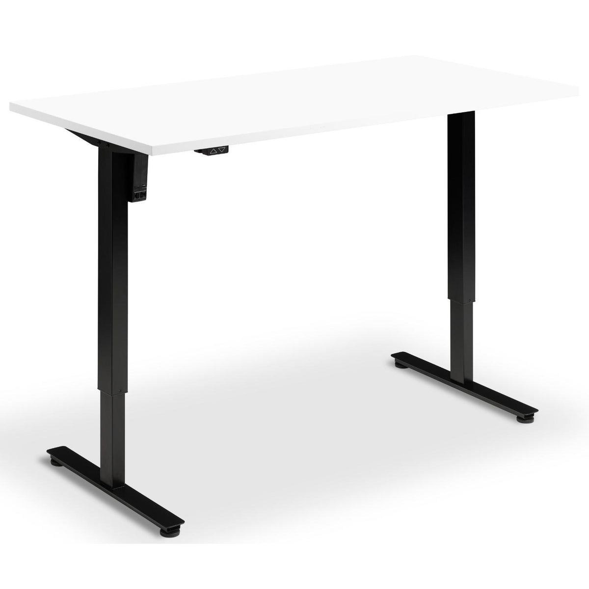 Single Motor Electric Desk - Rize Mono - Black Frame - White Top - Studio Image