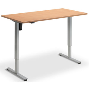 Single Motor Electric Desk - Rize Mono - Silver Frame - Beech Top - Studio Image
