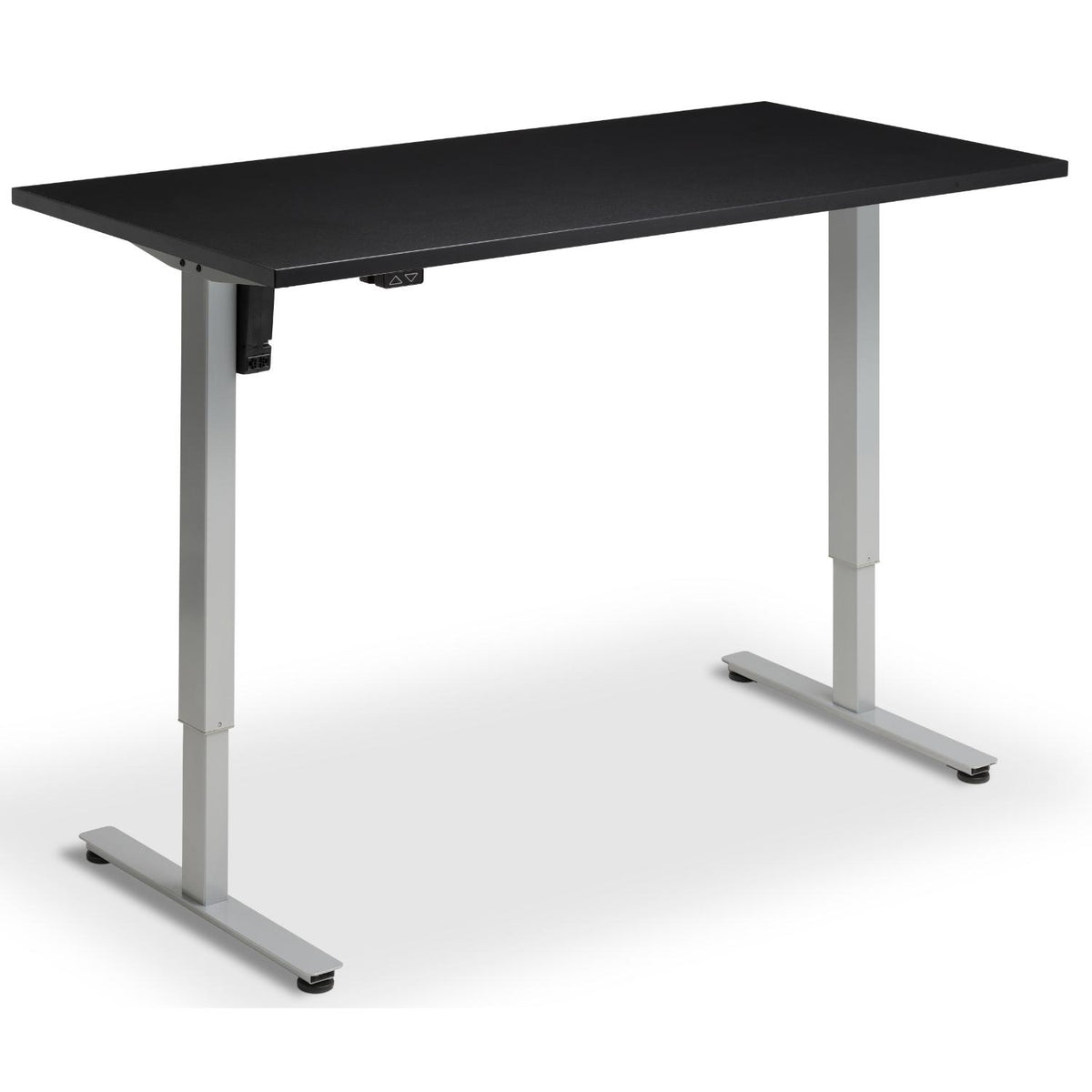 Single Motor Electric Desk - Rize Mono - Silver Frame - Black Top - Studio Image