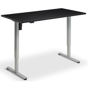 Single Motor Electric Desk - Rize Mono - Silver Frame - Black Top - Studio Image