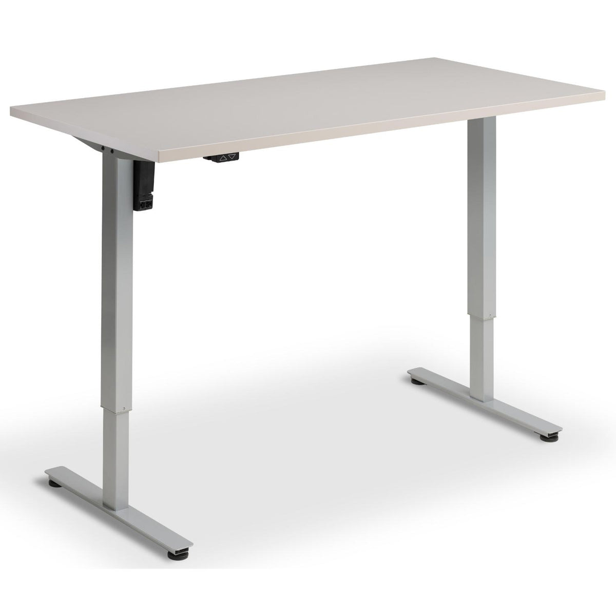 Single Motor Electric Desk - Rize Mono - Silver Frame - Cashmere Top - Studio Image