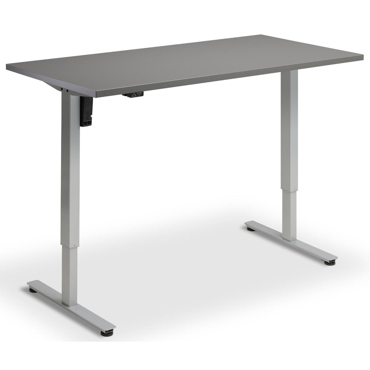 Single Motor Electric Desk - Rize Mono - Silver Frame - Graphite Top - Studio Image