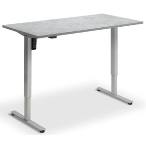 Single Motor Electric Desk - Rize Mono - Silver Frame - Light Concrete Top - Studio Image