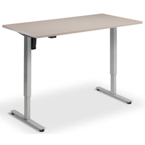 Single Motor Electric Desk - Rize Mono - Silver Frame - Stone Top - Studio Image