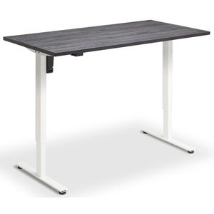 Single Motor Height Adjustable Desk - Rize Mono - White Frame - Anthracite Sherman Oak Top - Studio Image