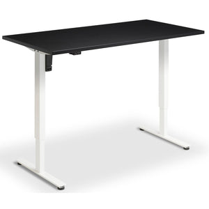 Single Motor Height Adjustable Desk - Rize Mono - White Frame - Black Top - Studio Image