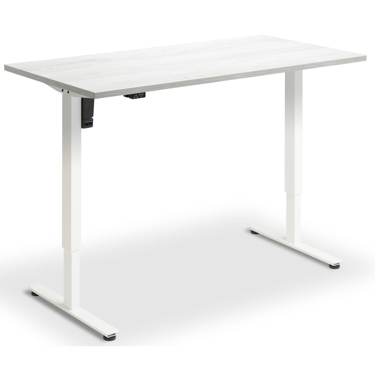 Single Motor Height Adjustable Desk - Rize Mono - White Frame - Cascina Pine Top - Studio Image