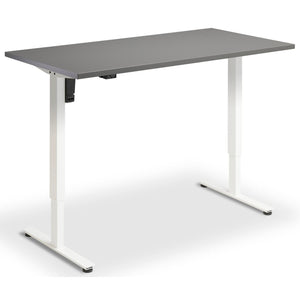 Single Motor Height Adjustable Desk - Rize Mono - White Frame - Graphite Top - Studio Image