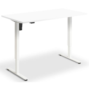 Single Motor Height Adjustable Desk - Rize Mono - White Frame - White Top - Studio Image