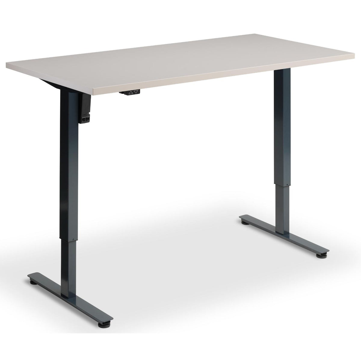 Single Motor Sit Stand Desk - Rize Mono - Anthracite Frame - Cashmere Top - Studio Image