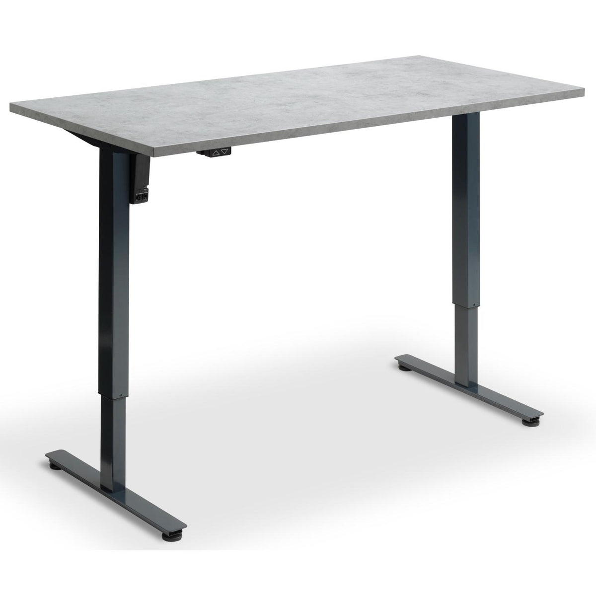 Single Motor Sit Stand Desk - Rize Mono - Anthracite Frame - Light Concrete Top - Studio Image