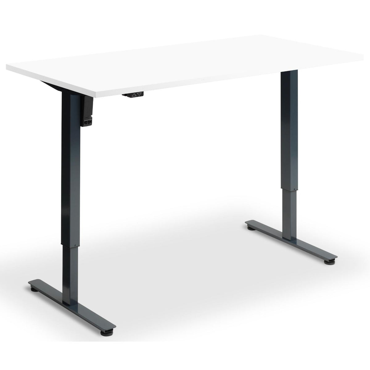 Single Motor Sit Stand Desk - Rize Mono - Anthracite Frame - White Top - Studio Image
