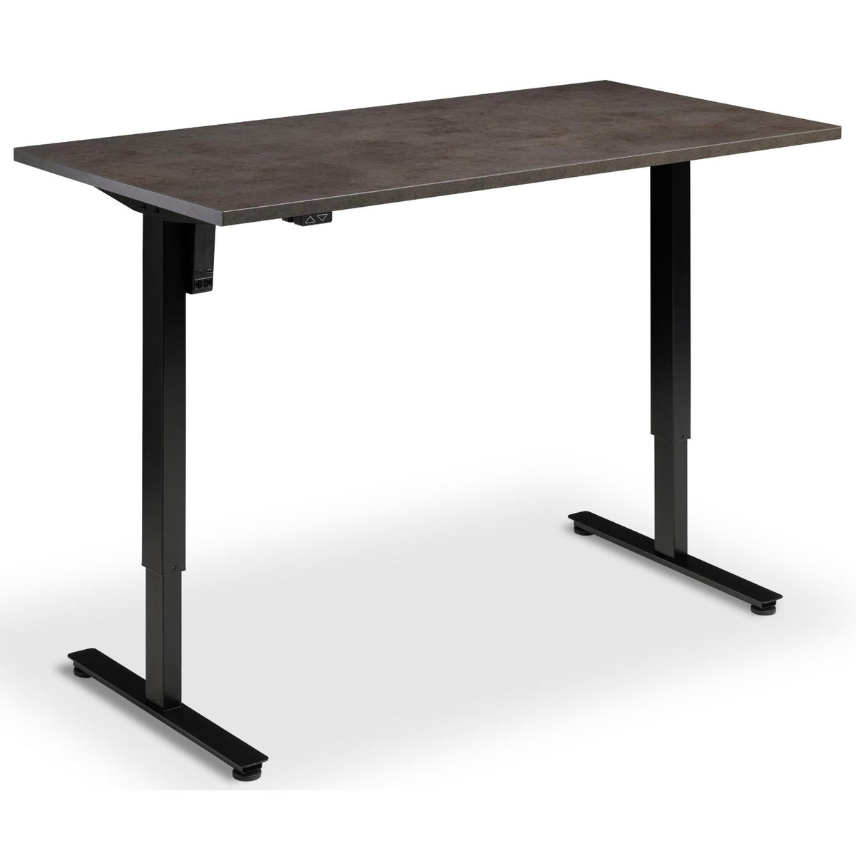 Single Motor Standing Desk - Rize Mono - Black Frame - Dark Concrete Top - Studio Image