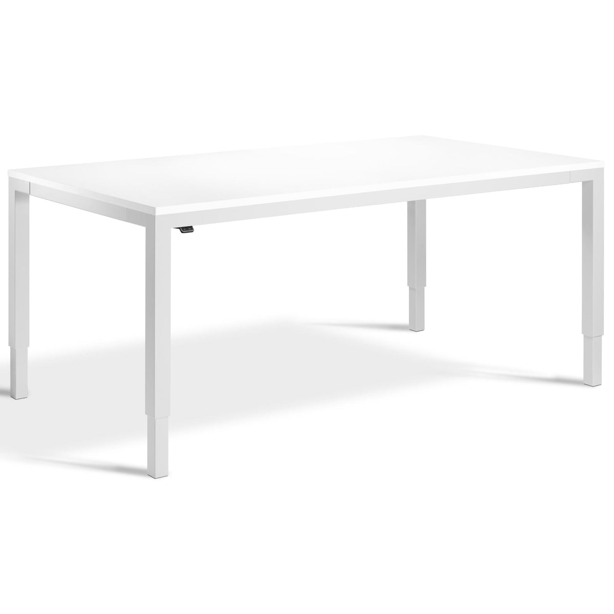 Sit Stand Meeting Room Table - Altura Elite - Light Grey Frame - White Top - Studio Image