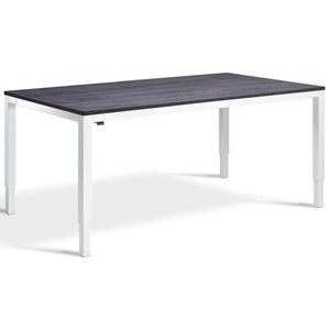 Sit Stand Meeting Table - Altura Elite - White Frame - Anthracite Sherman Oak Top - Studio Image
