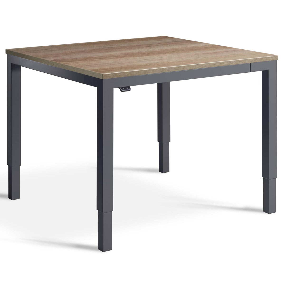 Small Adjustable Meeting Table - Altura Mini - Anthracite Frame - Grey Nebraska Oak Top