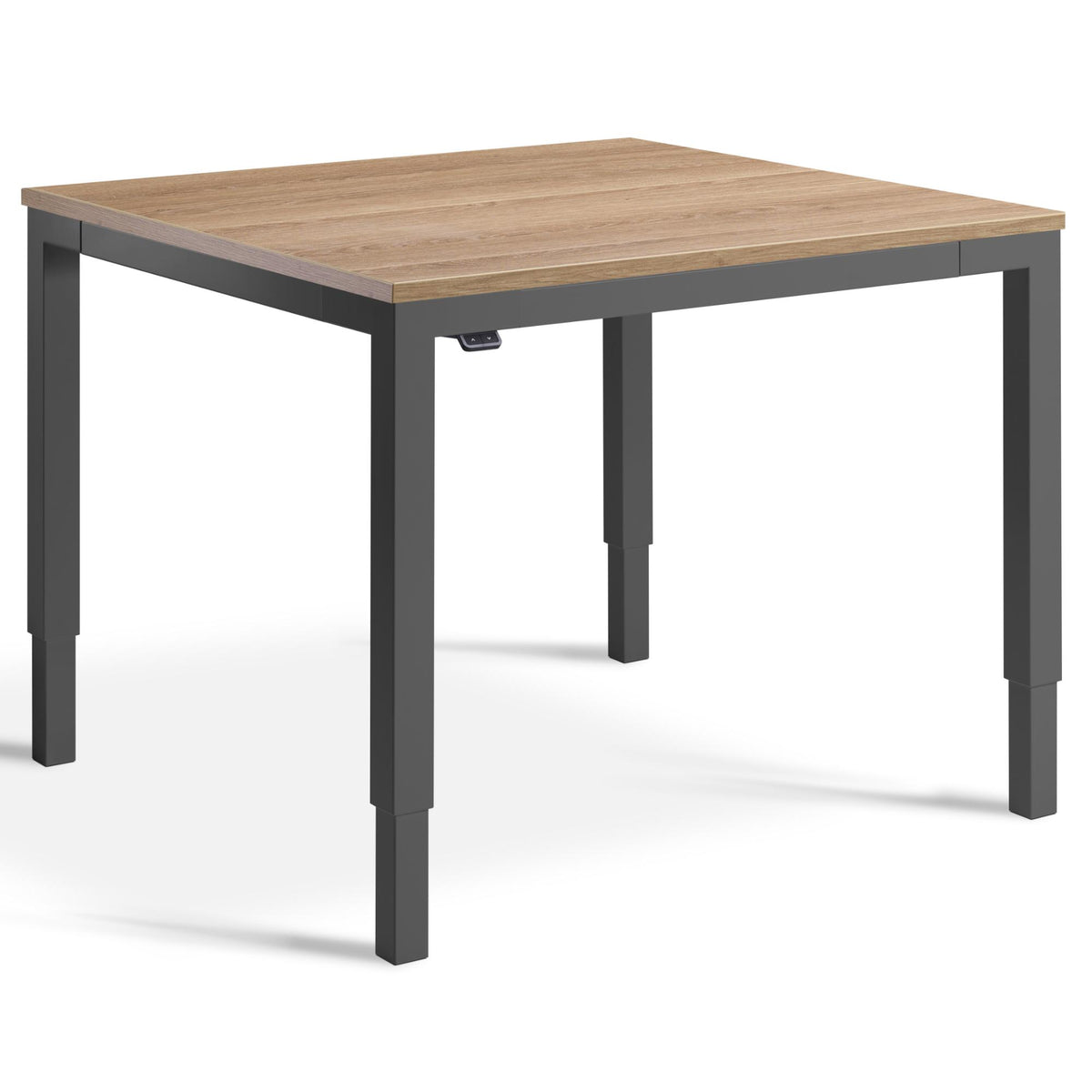 Small Adjustable Meeting Table - Altura Mini - Dark Grey Frame - Grey Brown Oak Top