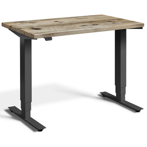 Small Real Wood Adjustable Standing Desk - Pacto - Reclaimed Scaffold Board Top - Anthracite Frame - Studio Image