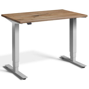 Small Real Wood Standing Desk - Pacto - Solid Oak Top - Silver Frame - Studio Image