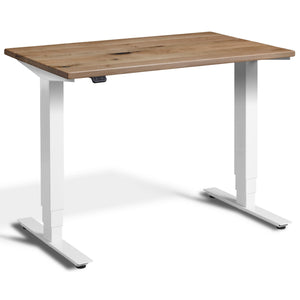 Small Real Wood Standing Desk - Pacto - Solid Oak Top - White Frame - Studio Image