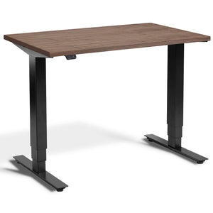 Small Walnut Standing Desk - Pacto Desk - Black Colour Frame - Studio Image