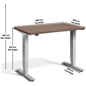 Small Walnut Standing Desk - Pacto Desk - Dimensions