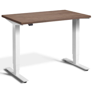 Small Walnut Standing Desk - Pacto Desk - White Colour Frame - Studio Image