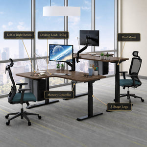 Small Standing Corner Desk with annotations shown