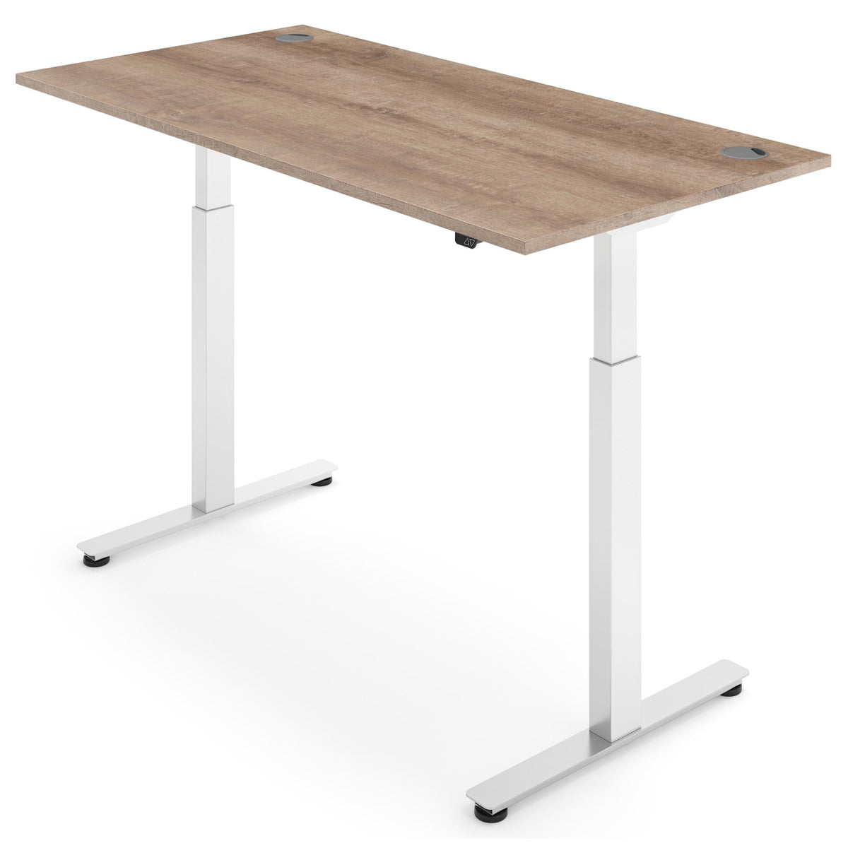 Smart Adjustable Desk - NeoActiv2 - White Frame - Grey Nebraska Oak Top - Studio Image