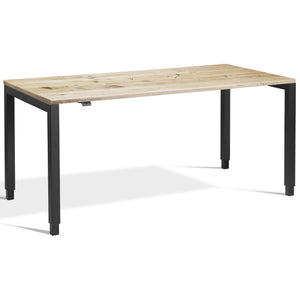 Solid Wood 4 Leg Standing Desk - Rega - Reclaimed Scaffold Board Top - Black Frame - Studio Image